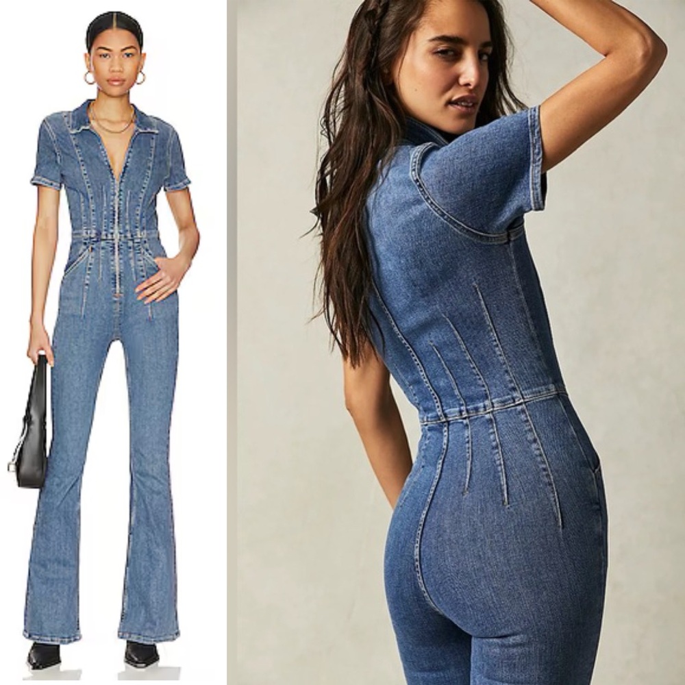 We The Free Jayde Flare Jumpsuit in Sunburst Blue NWT Size XL - Picture 2 of 11